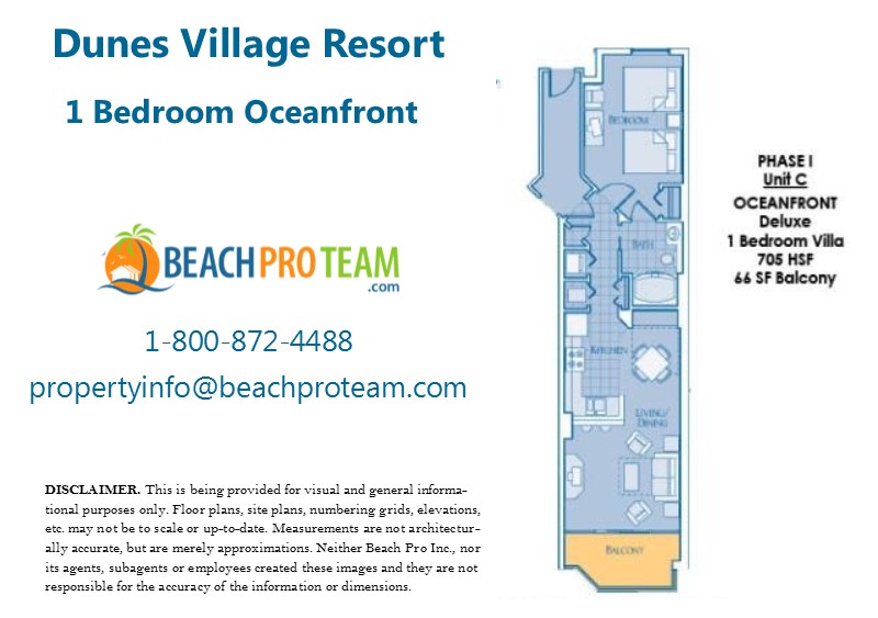 Dunes Village I Floor Plan C - 1 Bedroom Oceanfront Deluxe